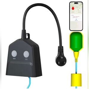 Smart WiFi High/Low Water Level Alarm Outlet Backup Battery Free App IP65 4347